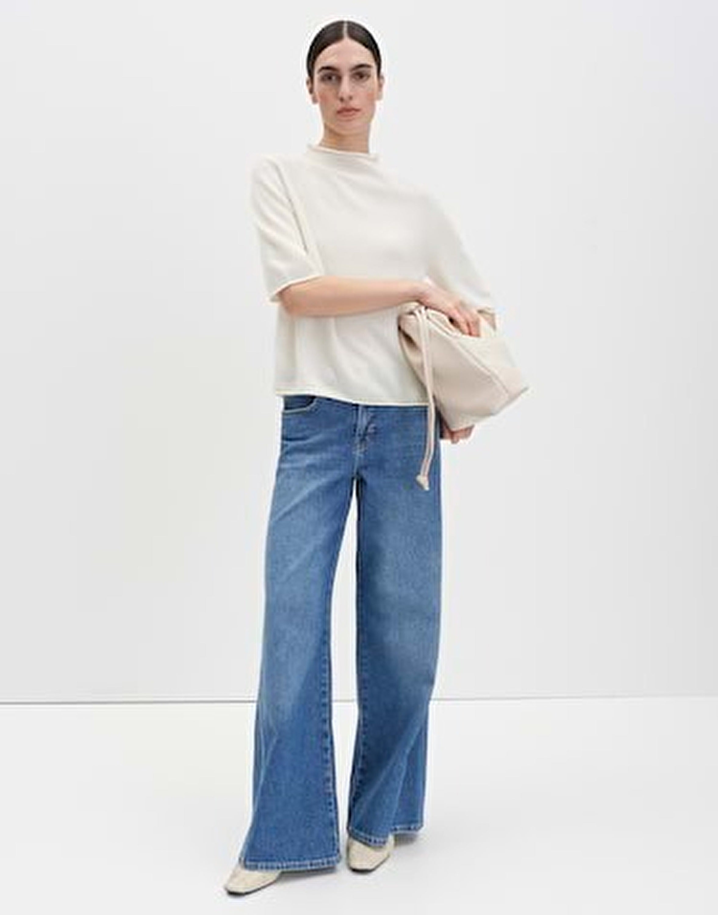 ooit Zachte crèmekleurige gebreide trui