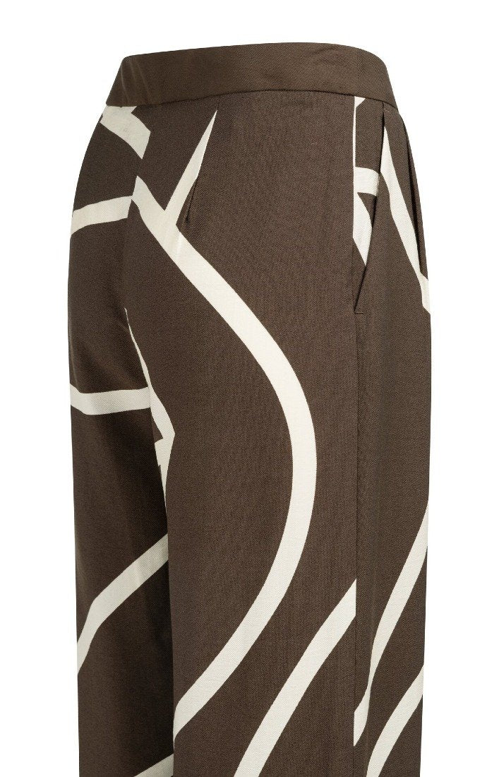 Gewebte Hose mit weitem Bein und Print