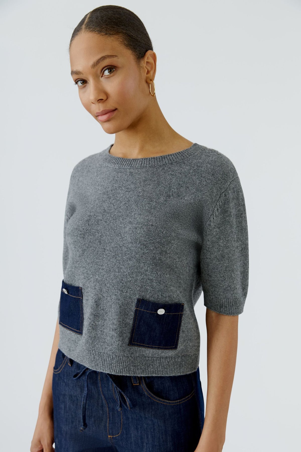 Oui Strickpullover Grey