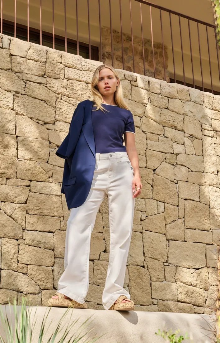 Yaya Wide Leg Off White Denim