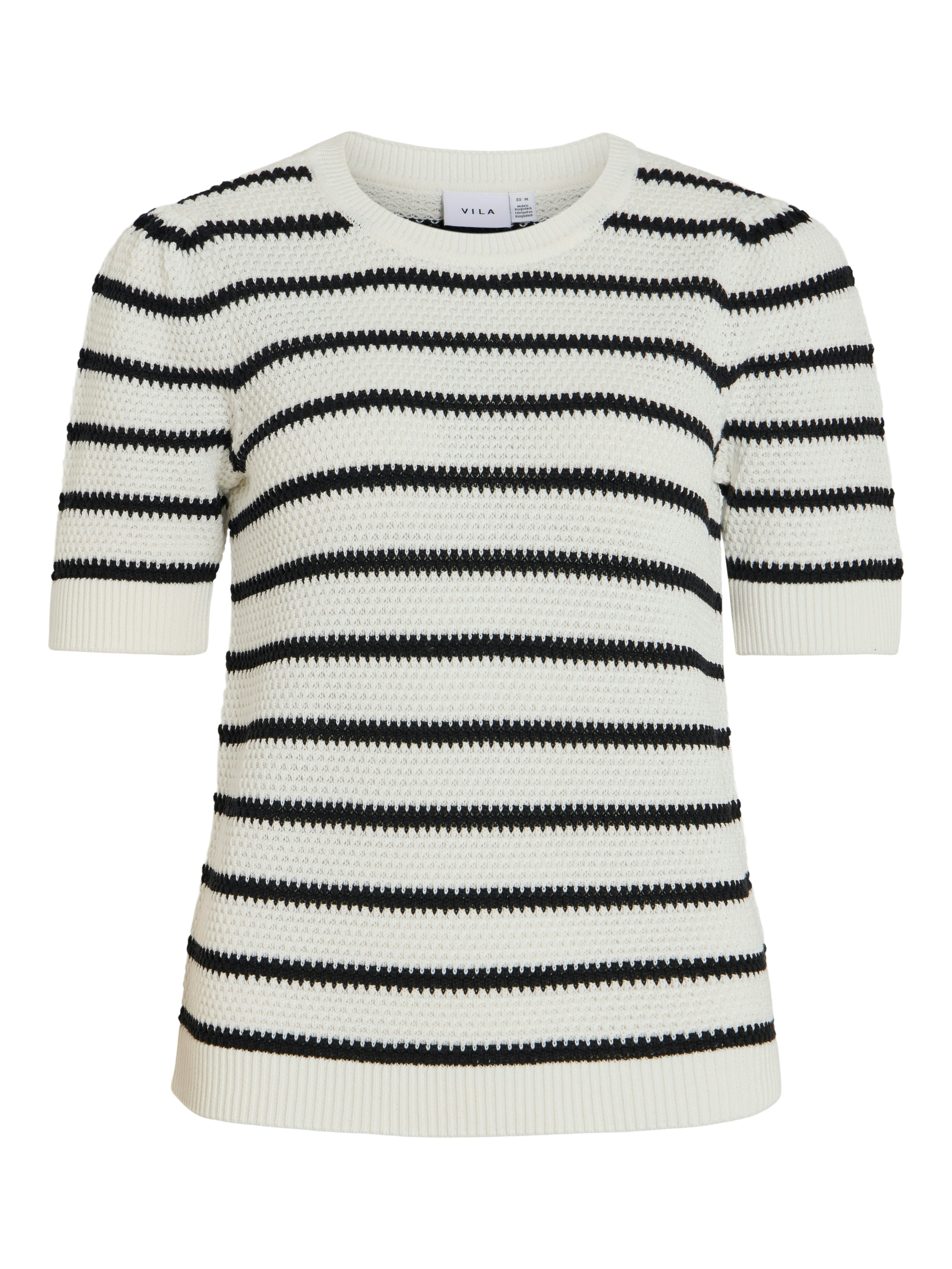 VILA T-Shirts White Alyssum/W. Navy Blazer
