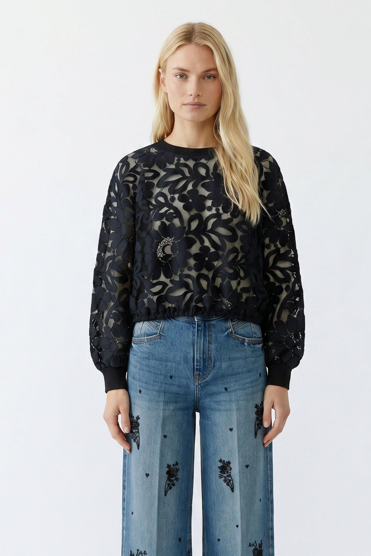 Sweatshirt mit Spitze