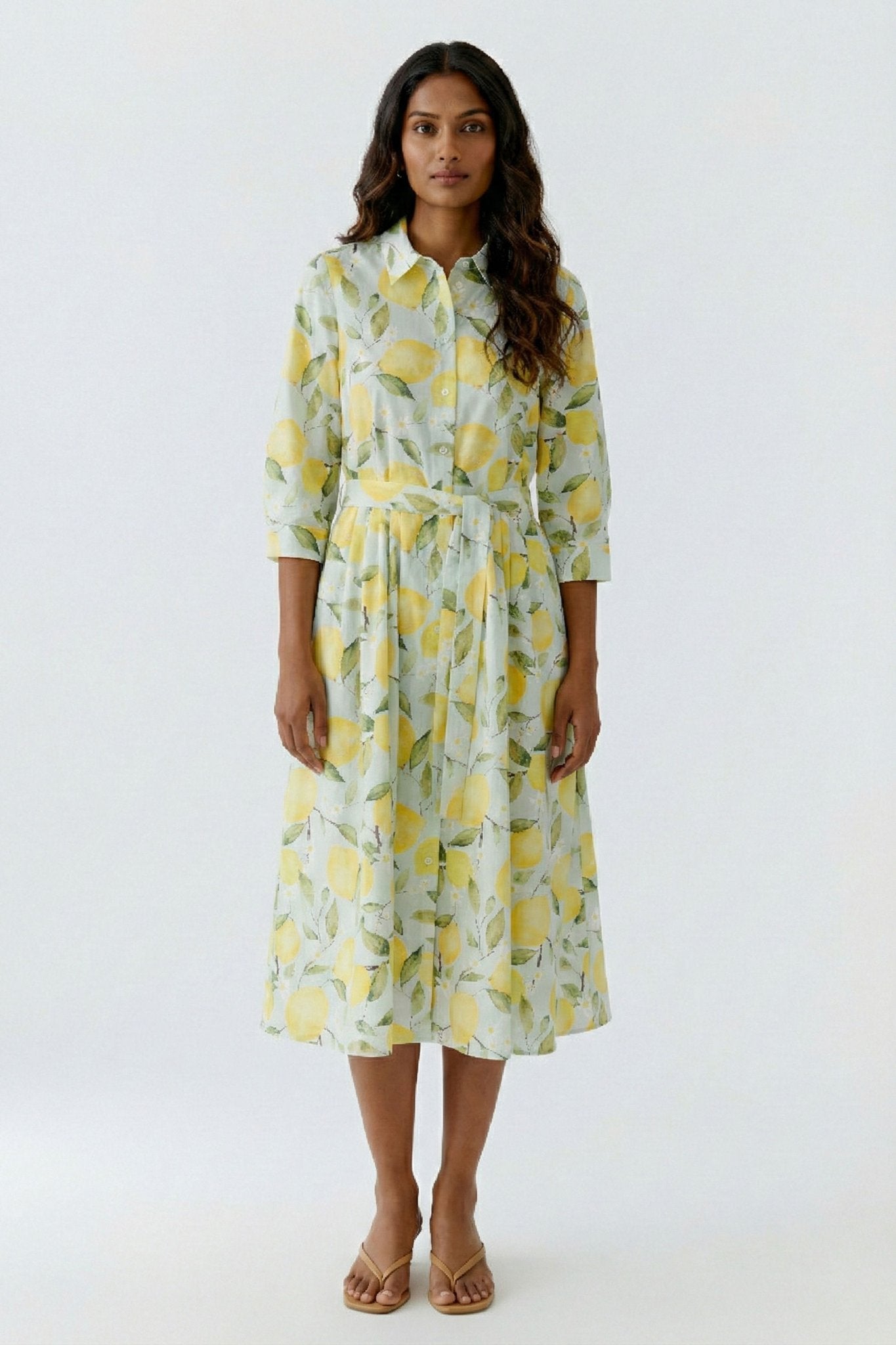 Hemdblusenkleid mit Zitronen-Print