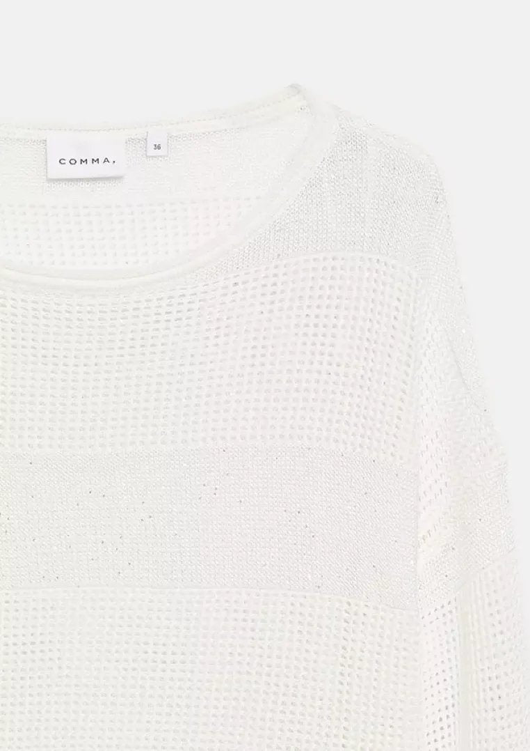 Pullover aus Ajourstrick mit feinen Pailletten