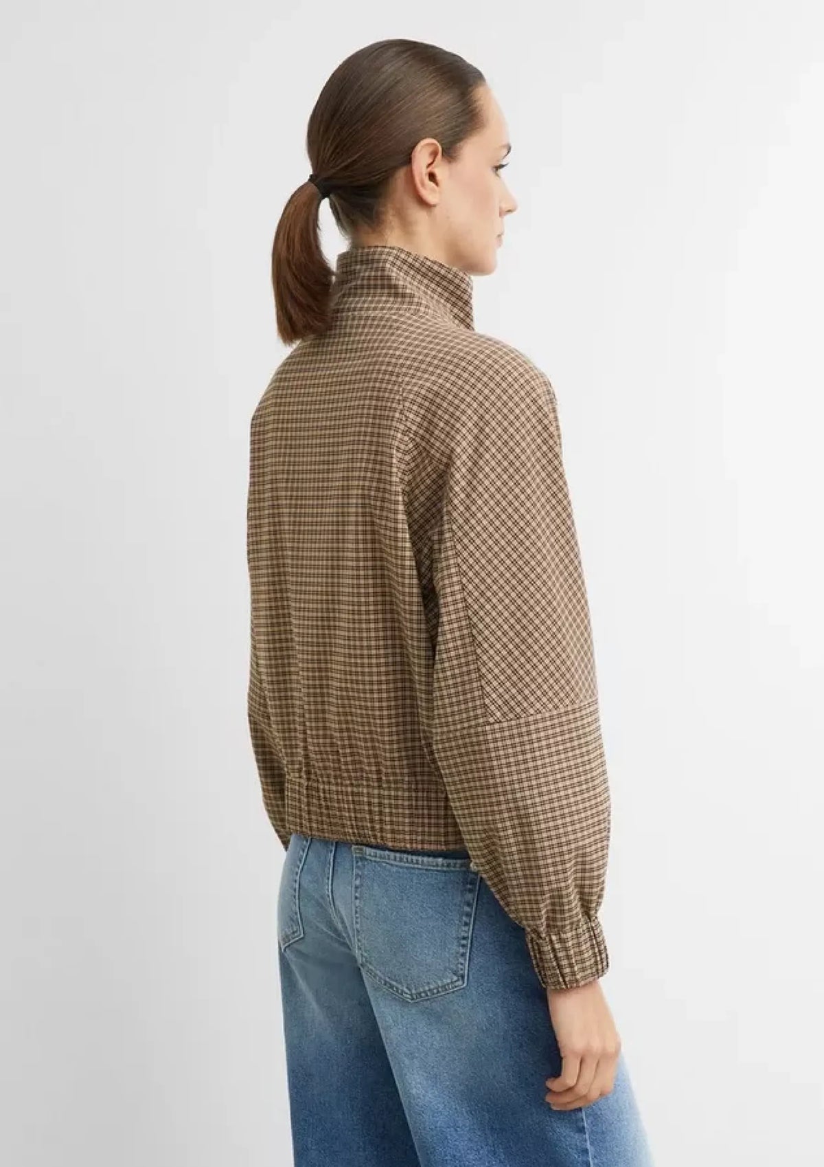 Karierte Blousonjacke mit Stehkragen