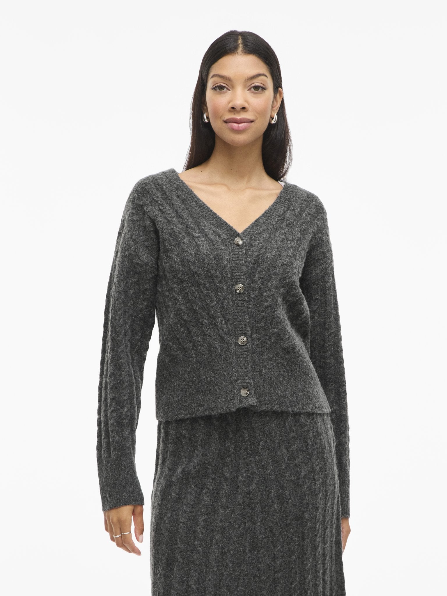 VILA Strickjacken Dark Grey Melange