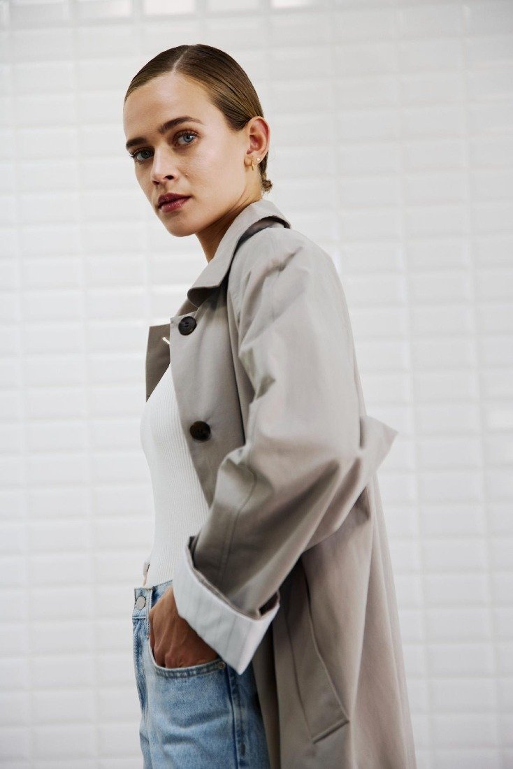 WithBlack Trenchcoats Grey Sand