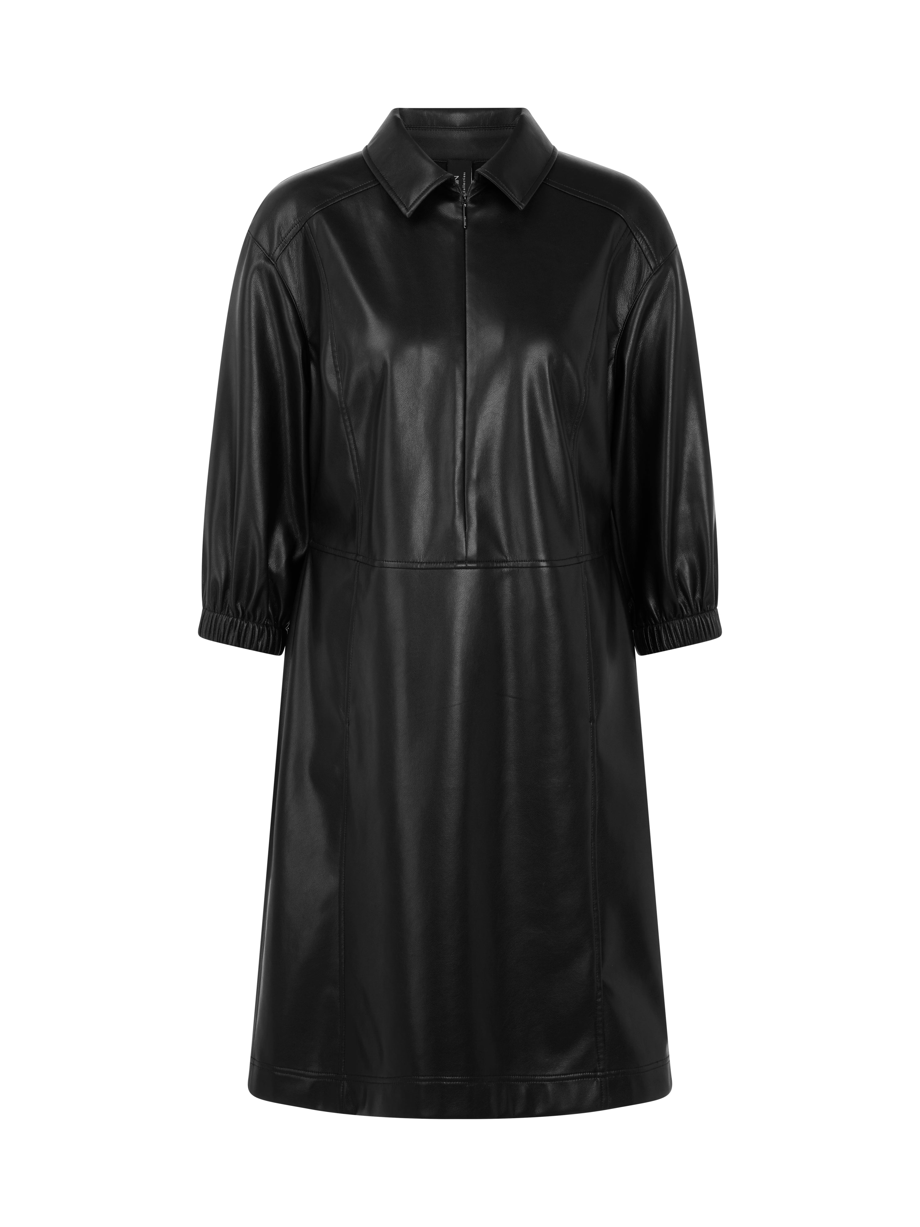 Midikleid in edler Lederoptik