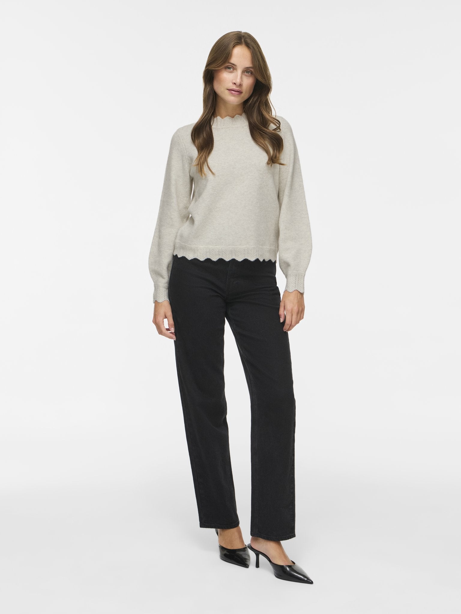 VILA Strickpullover Super Light Natural Melan
