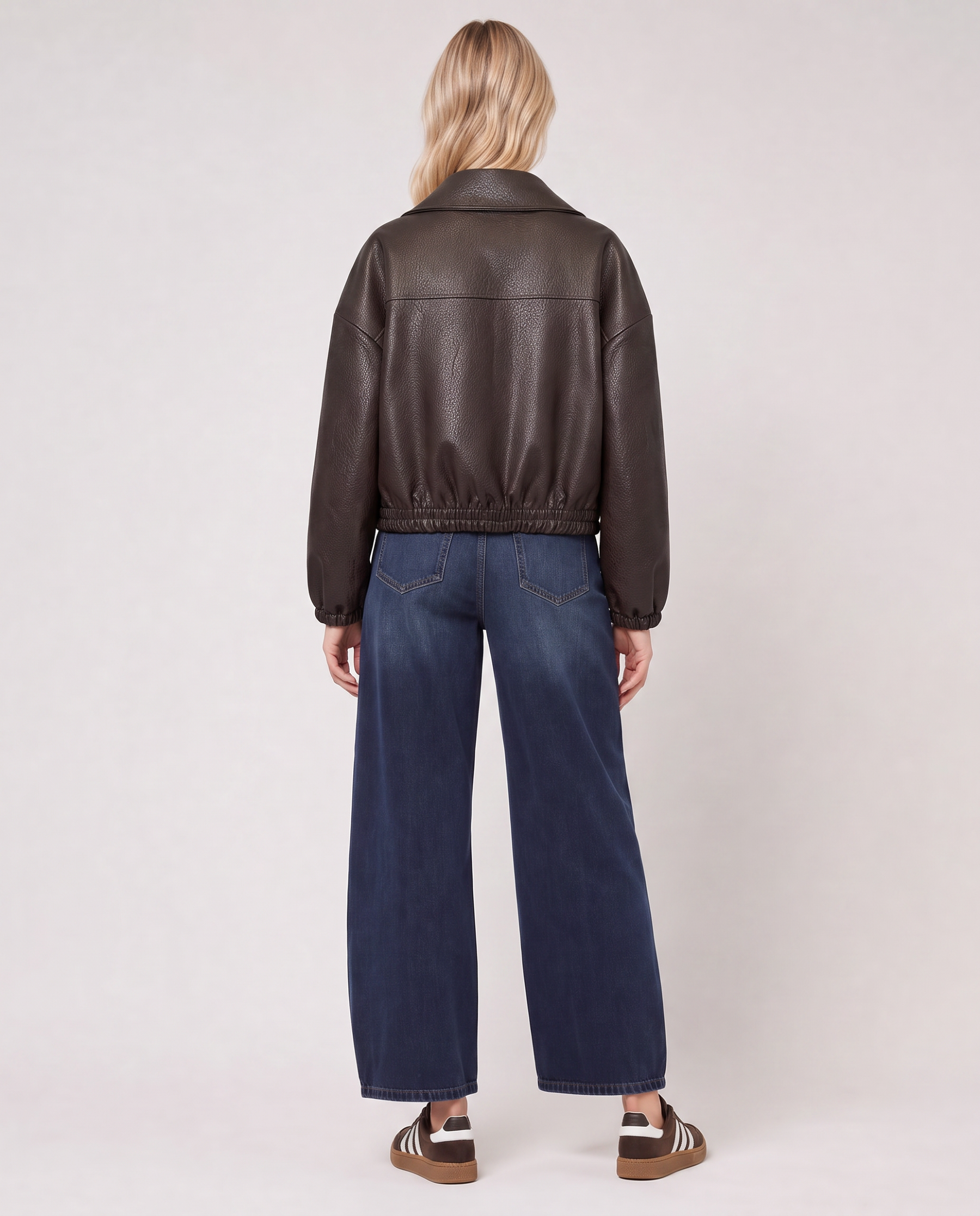 Kunstlederjacke mit Reverskragen