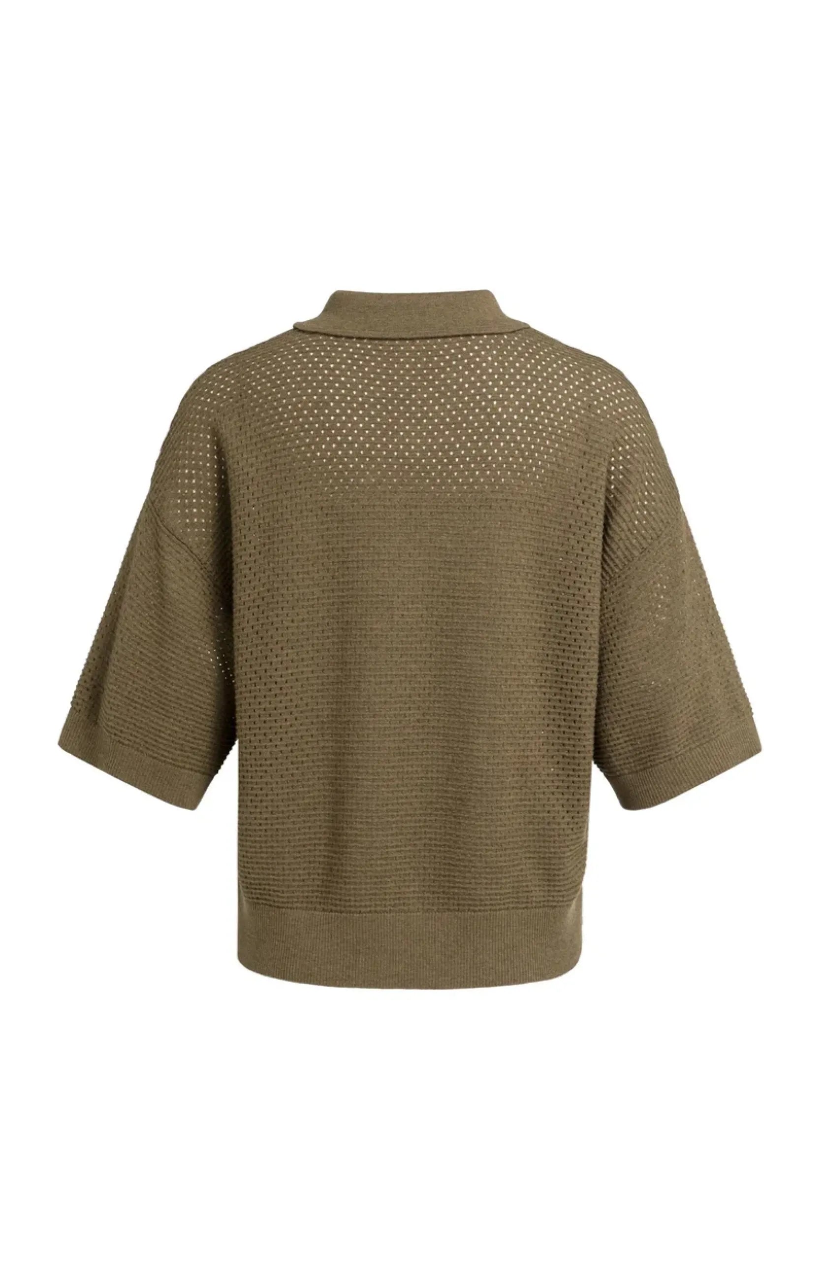 Locker gestrickter Kurzarm-Cardigan mit Kragen