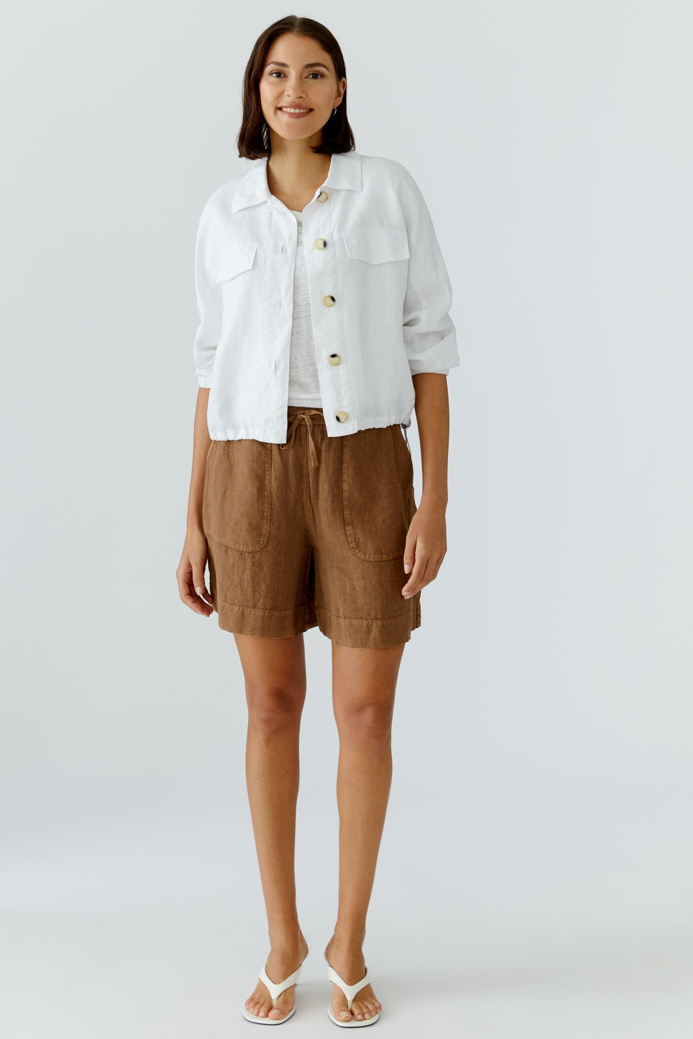 Leinenjacke mit Knopfleiste