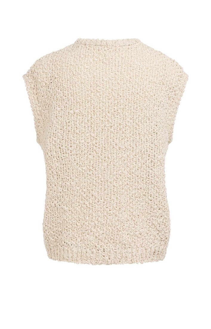 Ärmelloser Pullover mit offenem Strickmuster