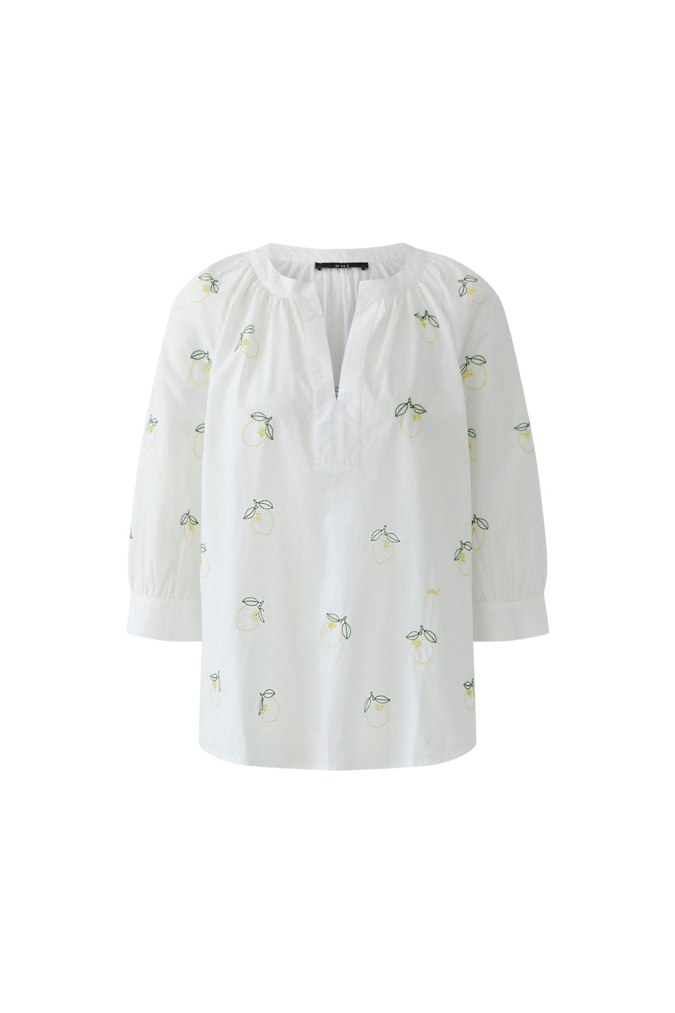 Tunikabluse mit Zitronenstickereien