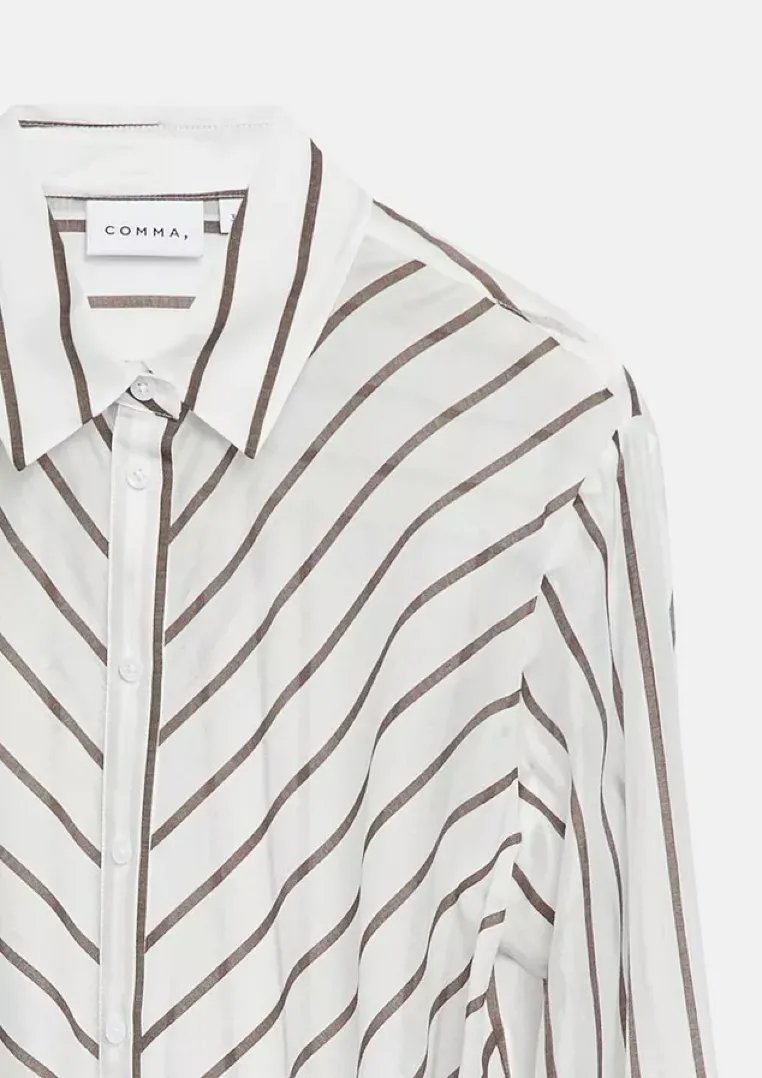Bluse mit Streifen und Bindegürtel