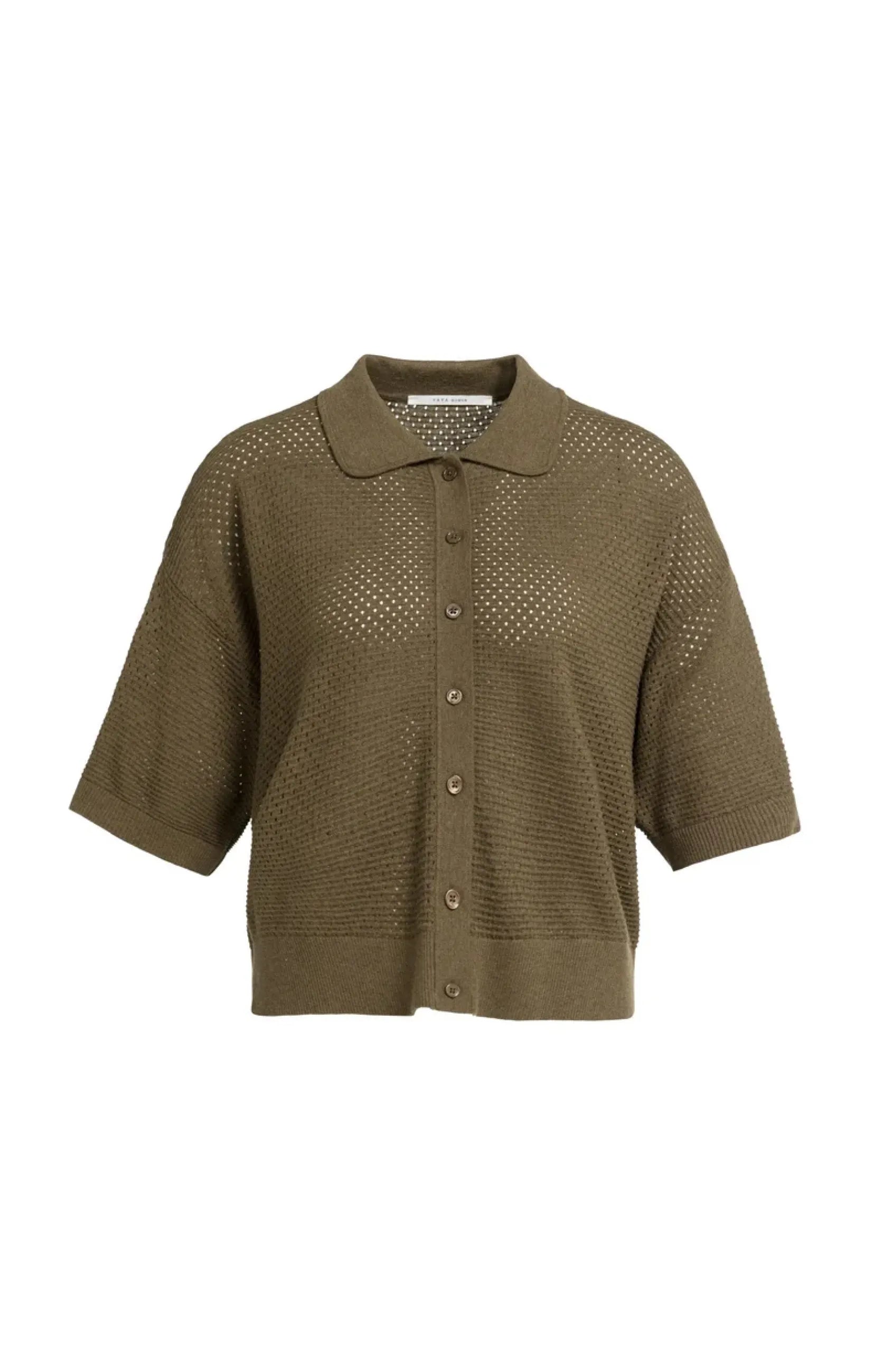 Locker gestrickter Kurzarm-Cardigan mit Kragen
