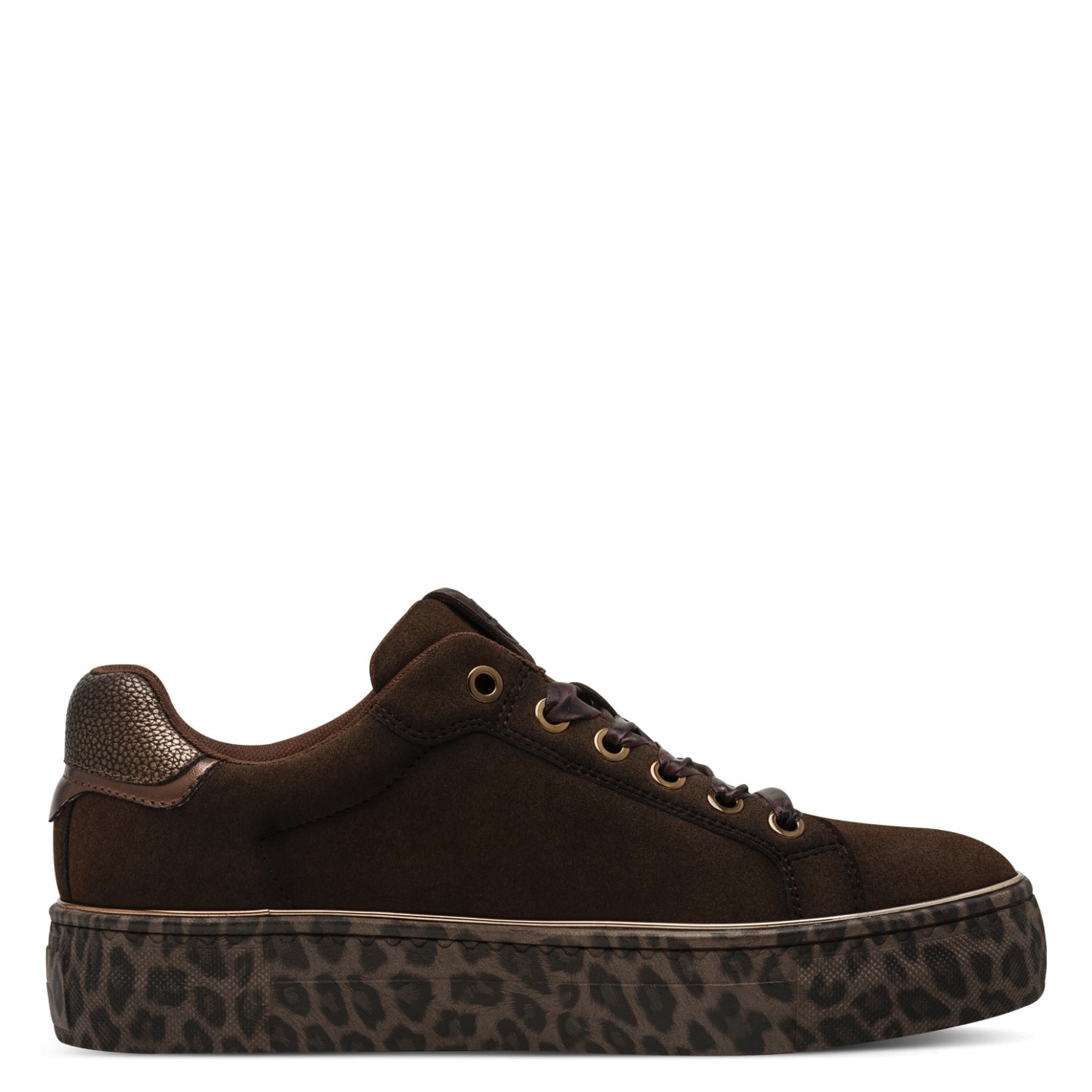Leder Sneaker mit Leo-Print Sohle