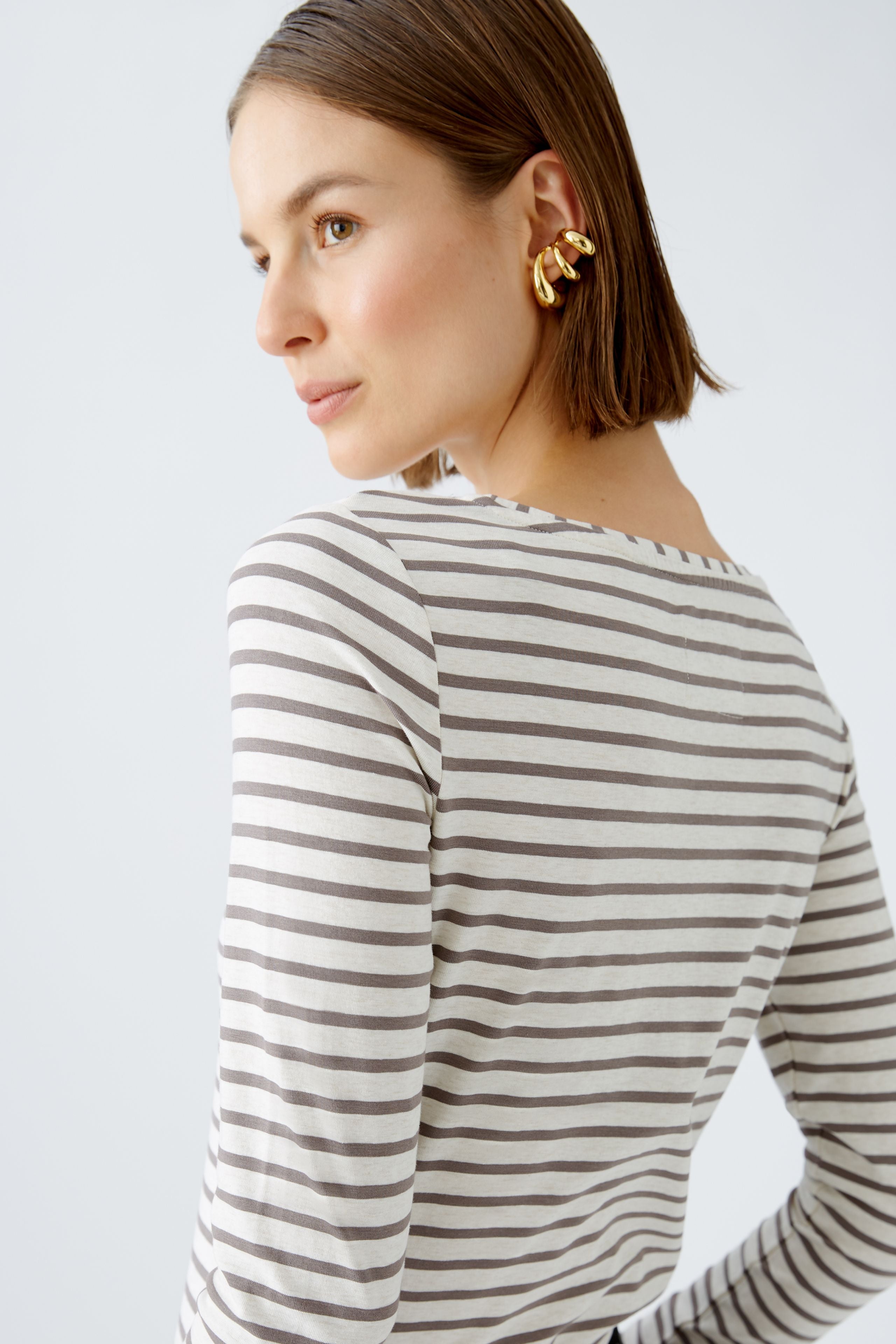Oui Longsleeve Dk Brown Offwhite