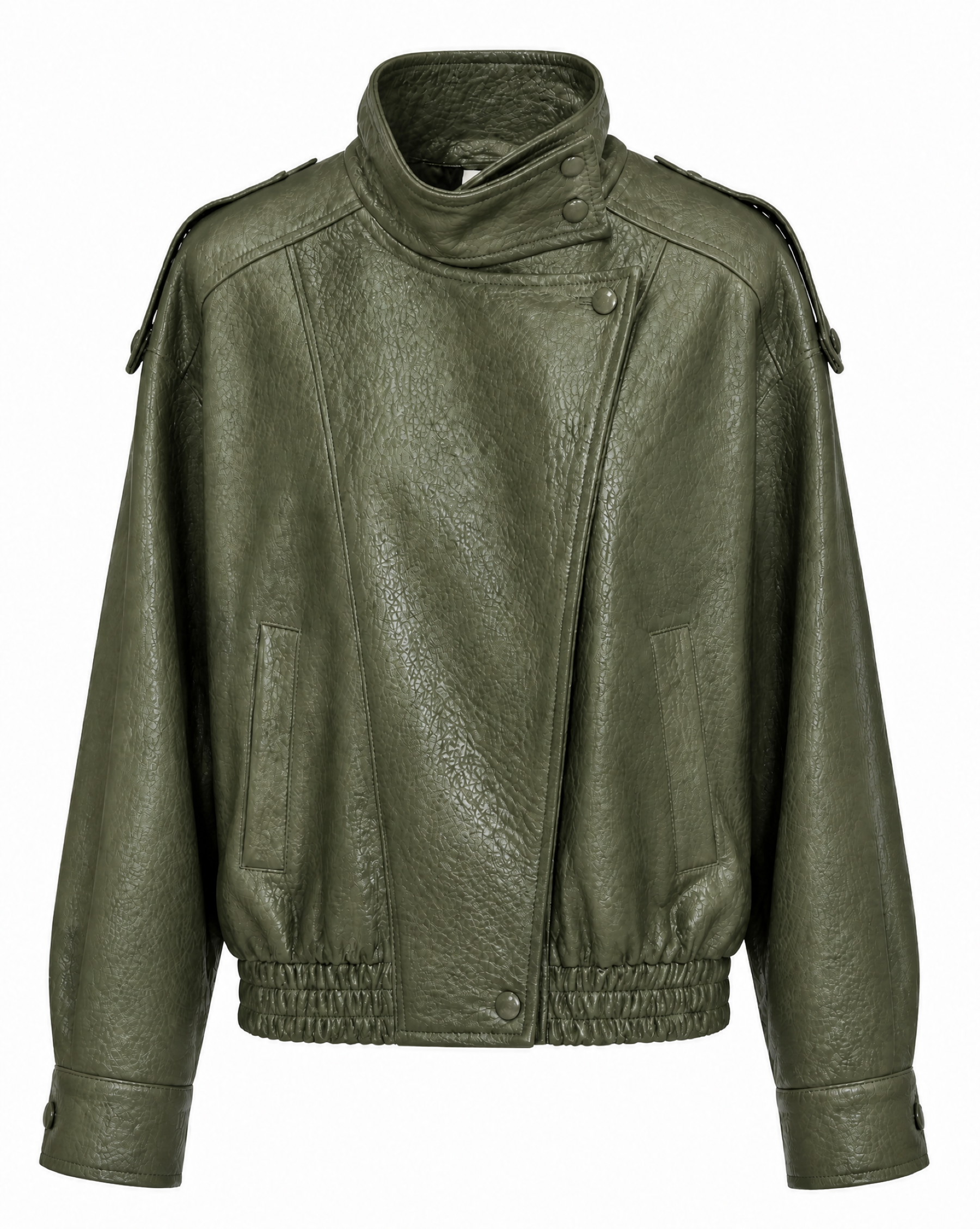 Kunstlederjacke mit Reverskragen