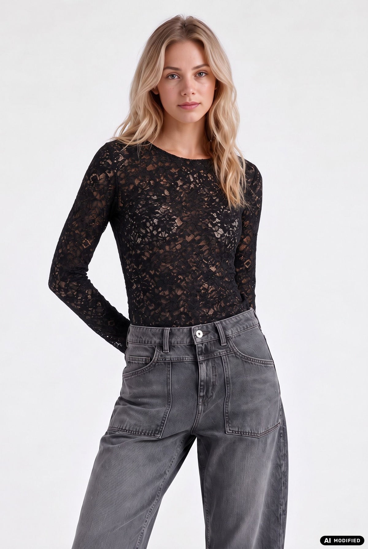 Longsleeve aus Spitze