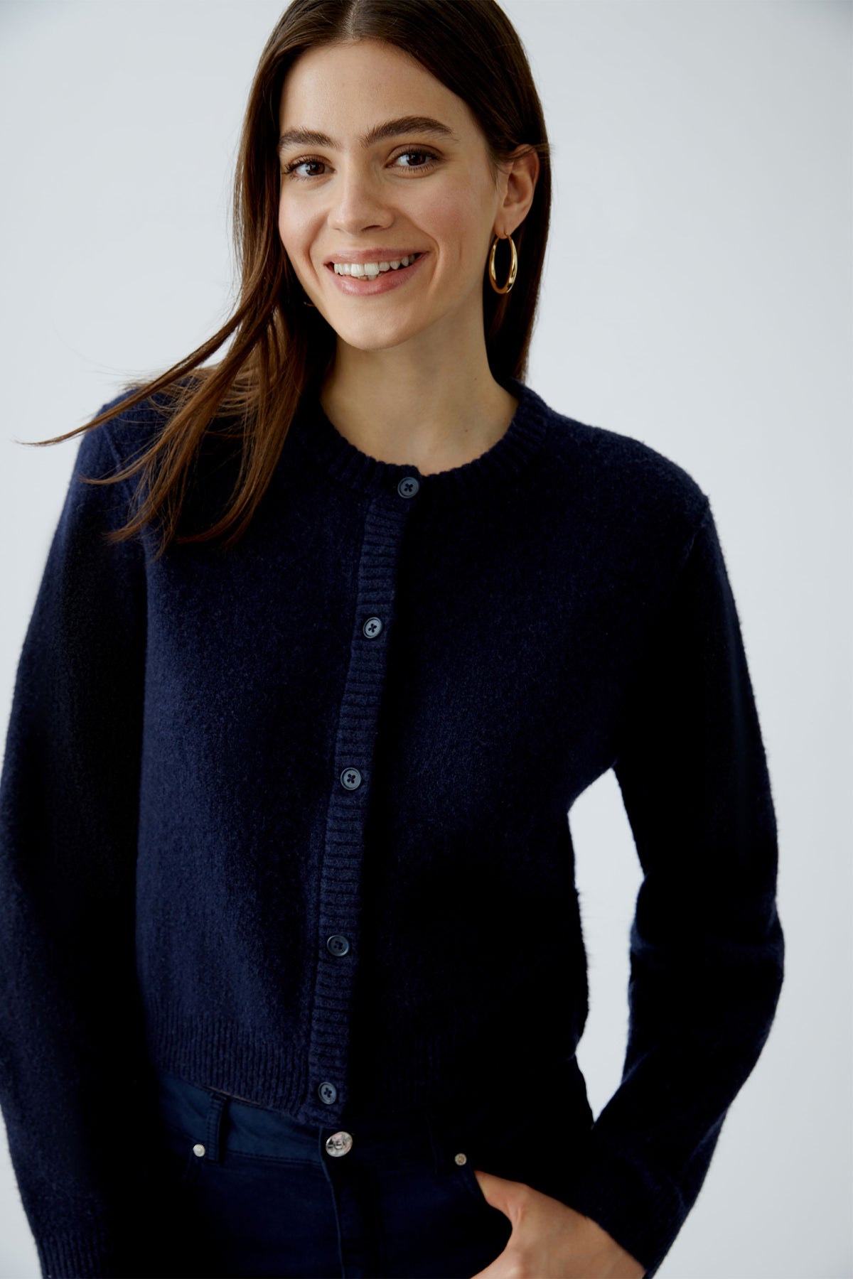 Oui Strickjacken Darkblue