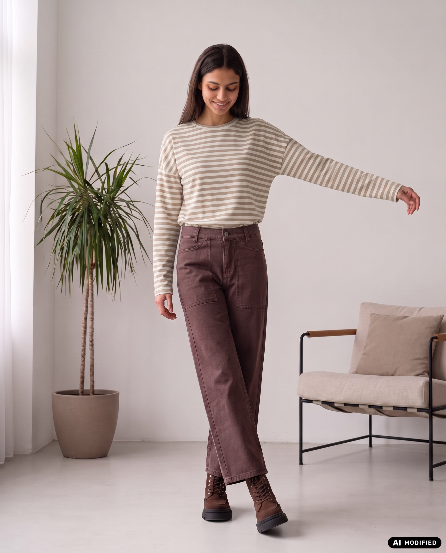 verkürztes Sweatshirt mit Streifen