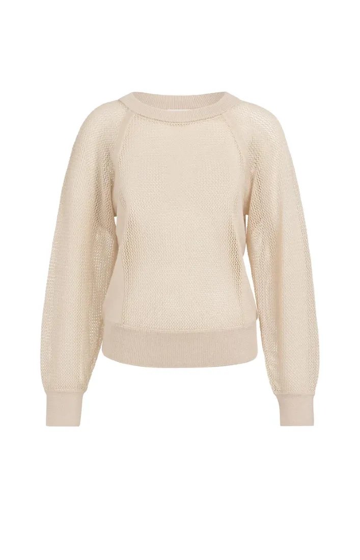 Strickpullover in Netzoptik mit Raglanärmeln
