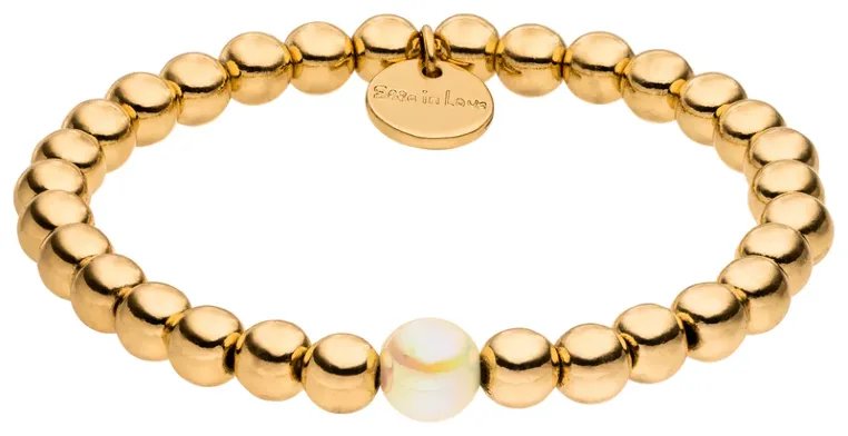 Perlenarmband Gold Deluxe Champagner