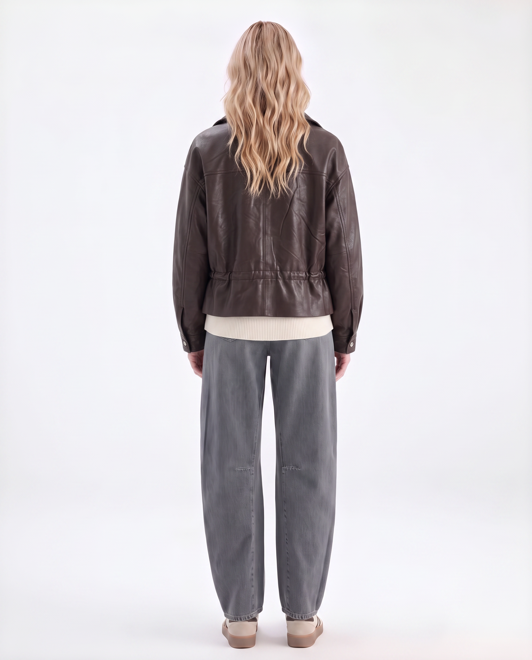 Kunstlederjacke mit Bindeschlaufen