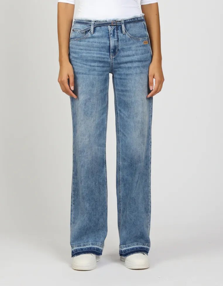 Gang Wide Leg Waist Fringe Denim