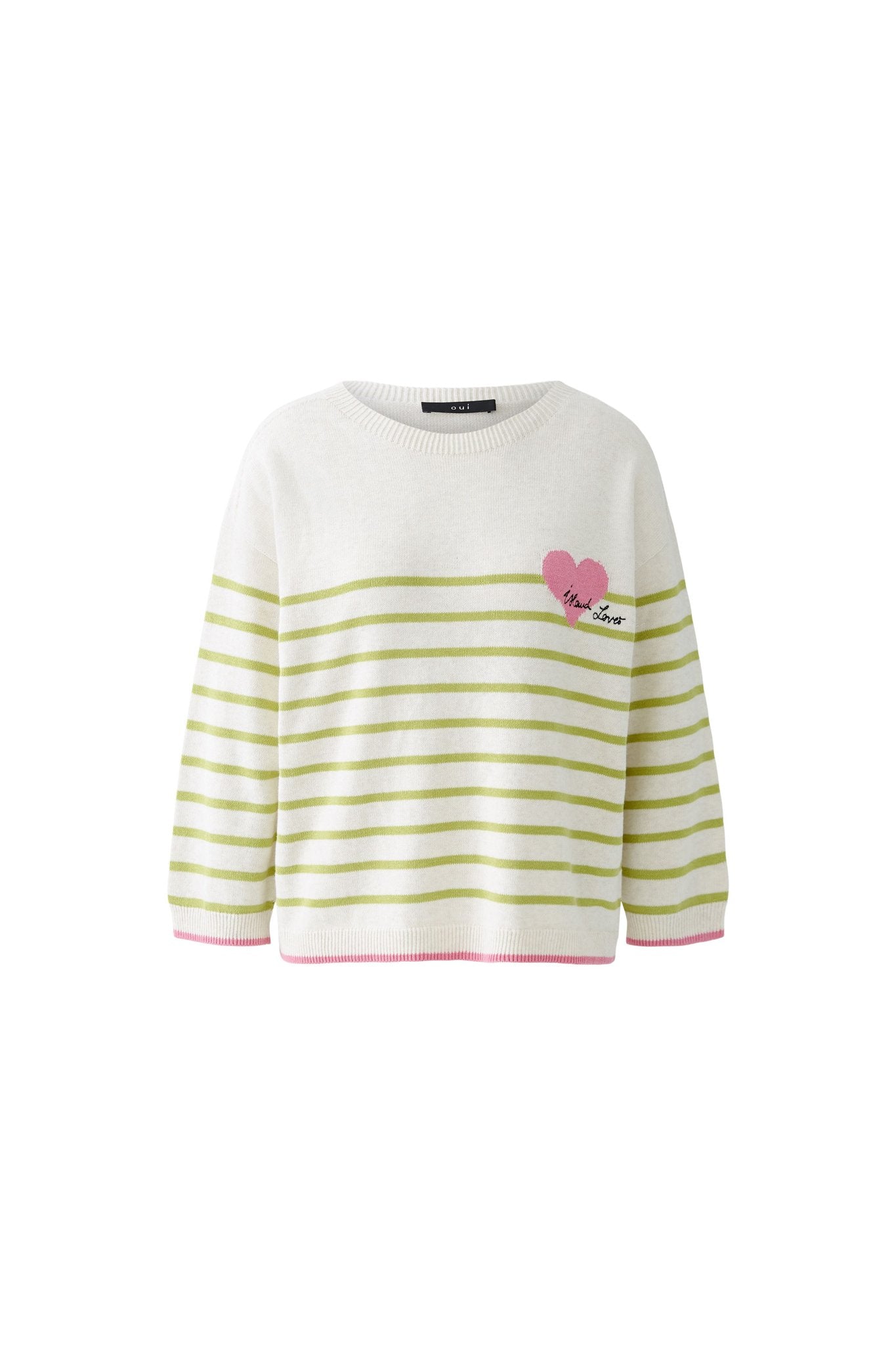 Oui Strickpullover Offwhite Green