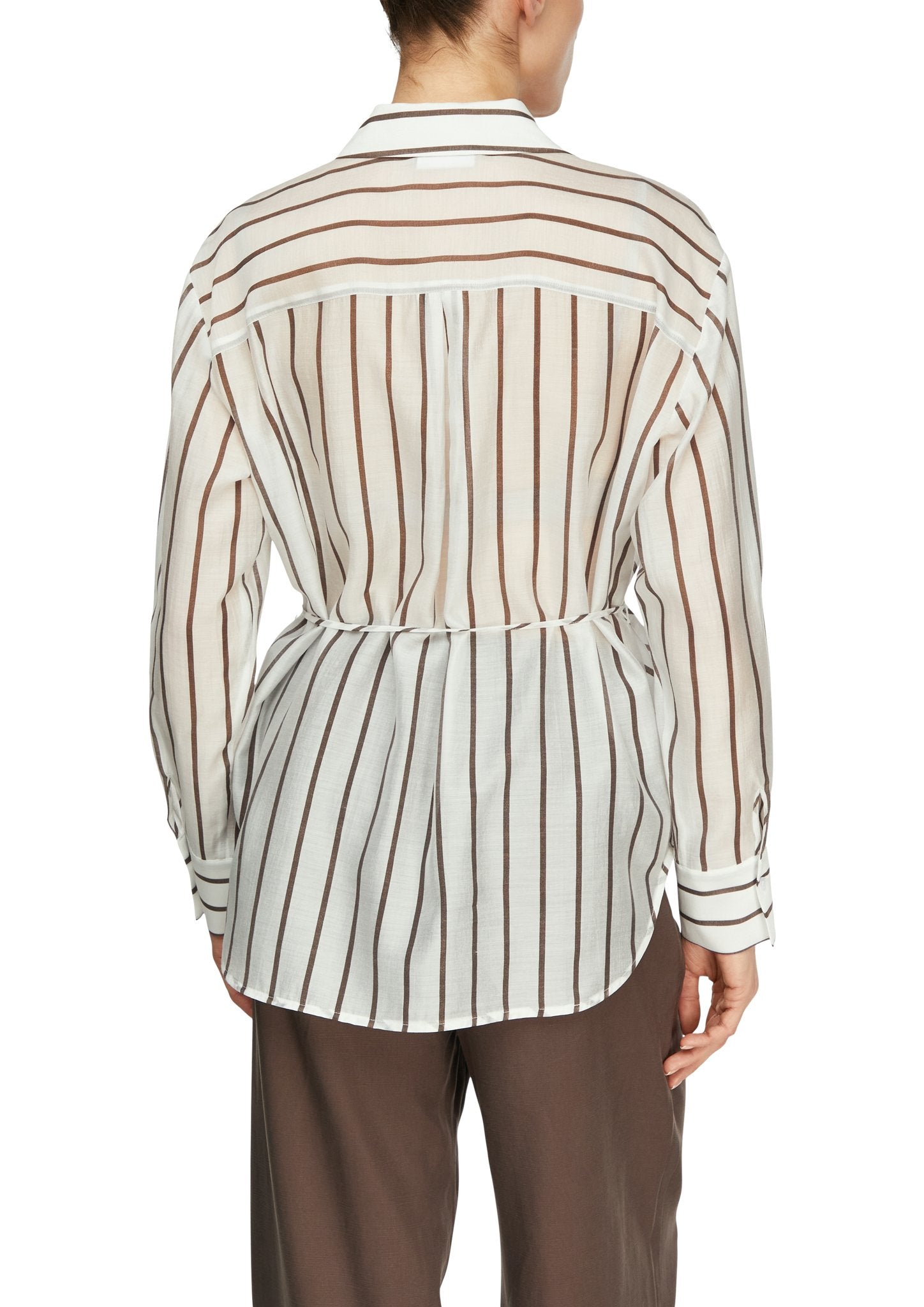 Bluse mit Streifen und Bindegürtel