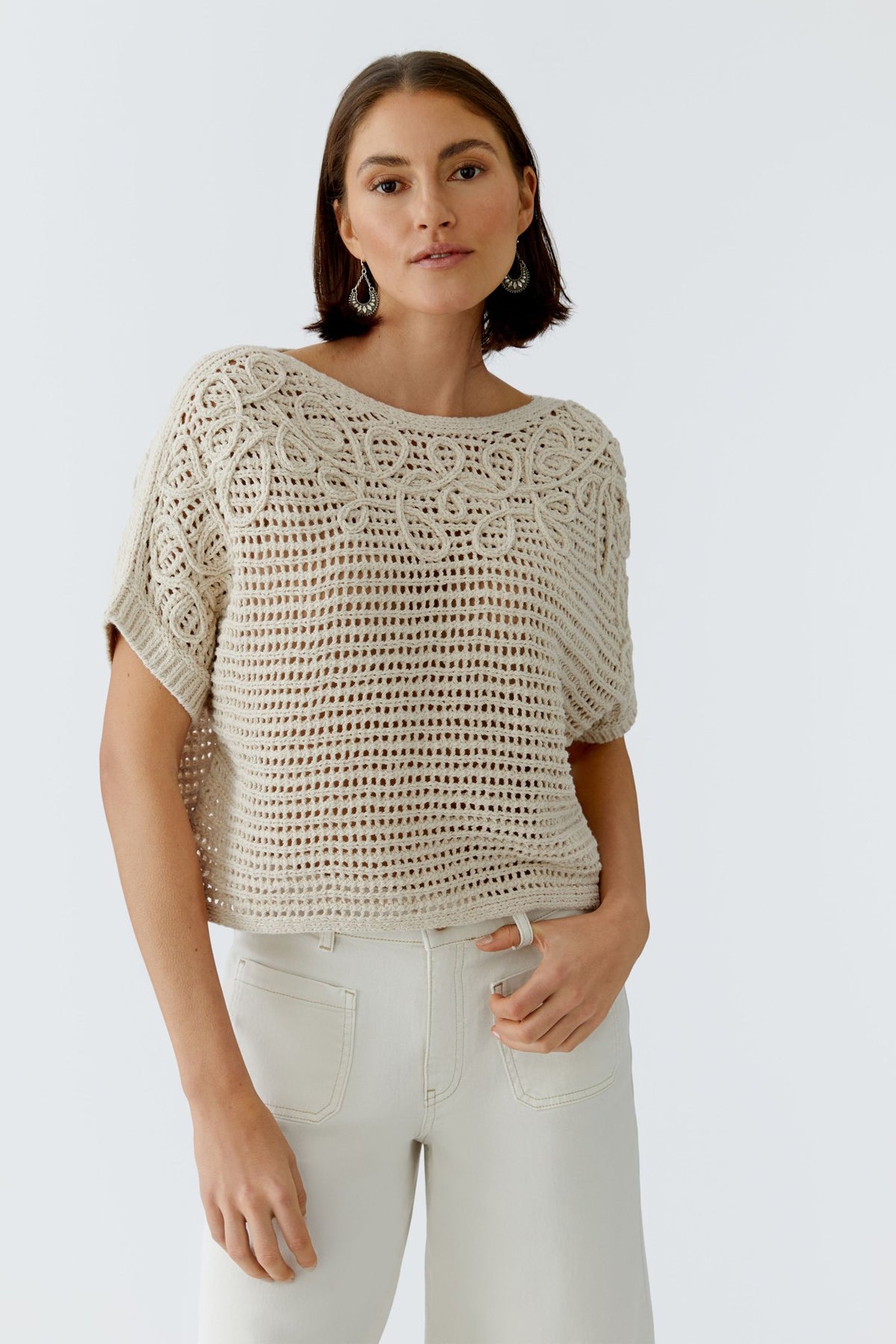 Oui Strickpullover Biscuit