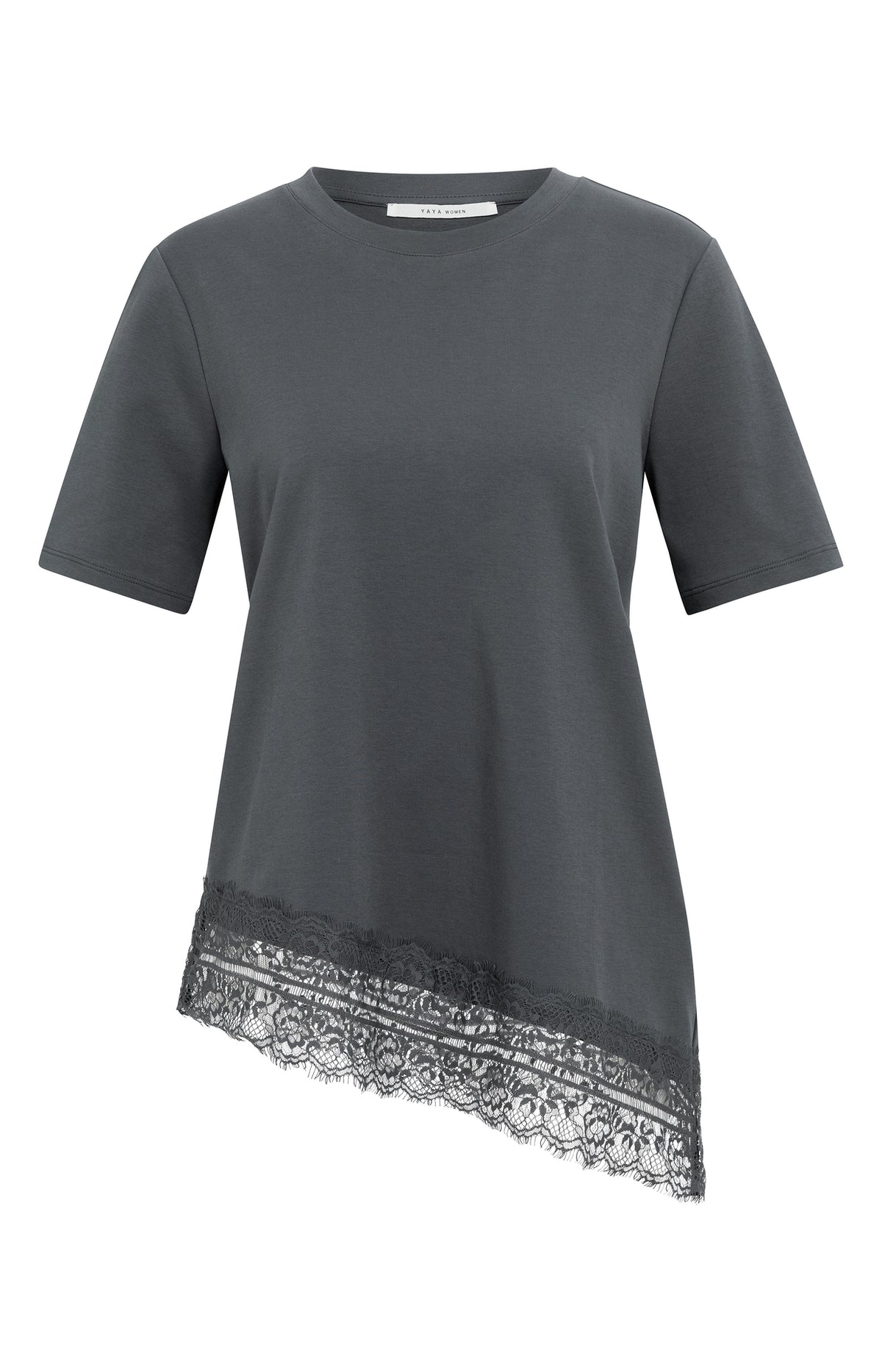 T-Shirt mit Spitzensaum