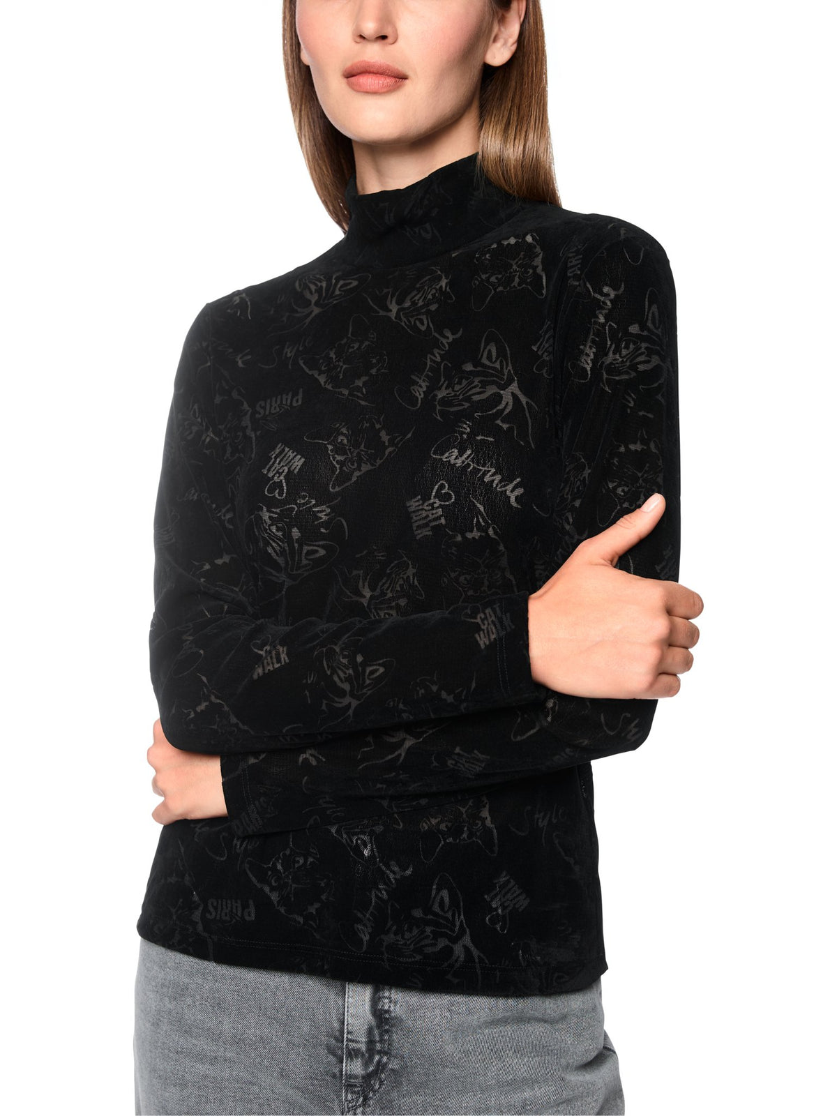 Longsleeve mit Katzen-Optik