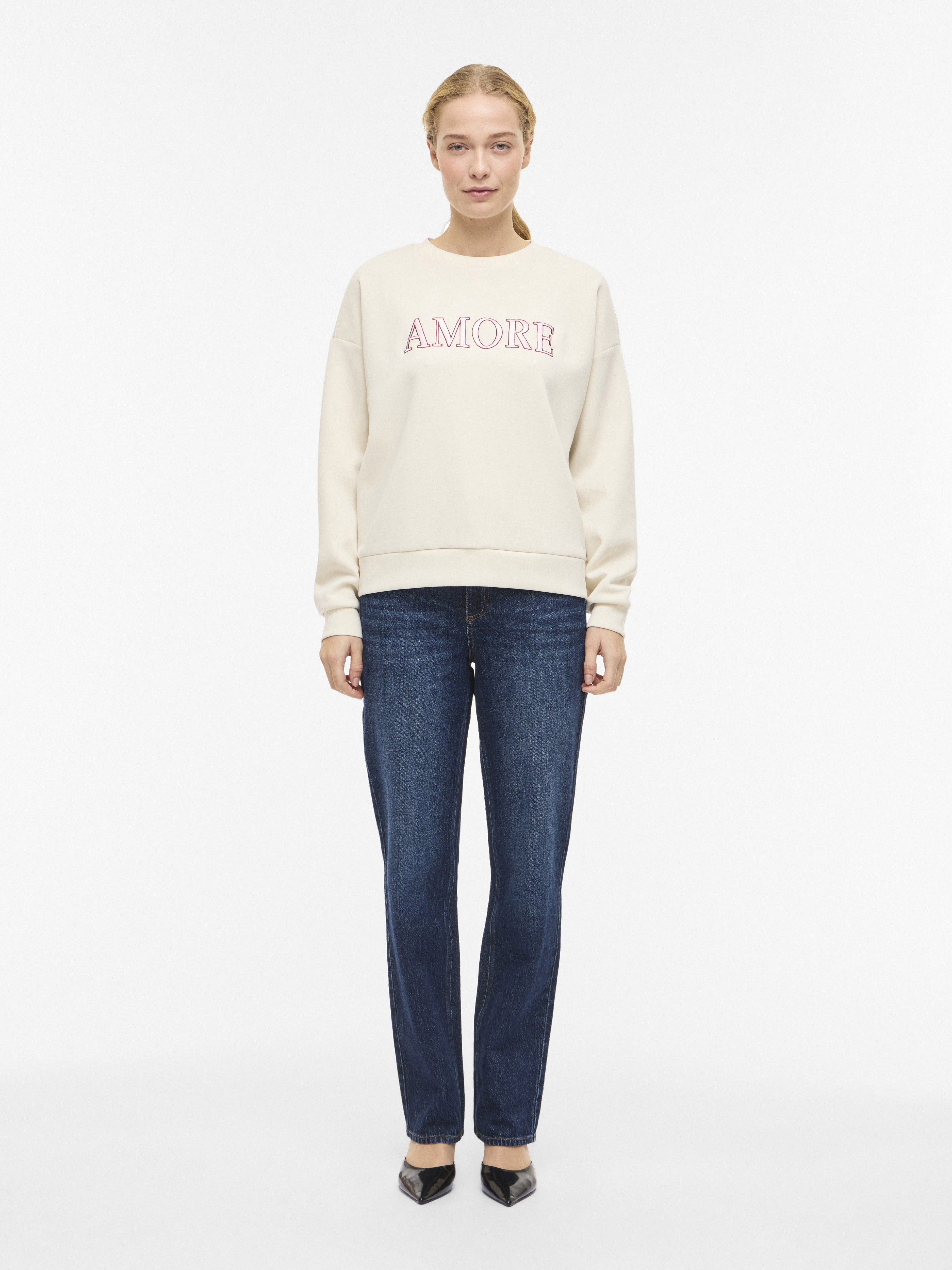 VILA Sweatshirts Birch/Birch Lace