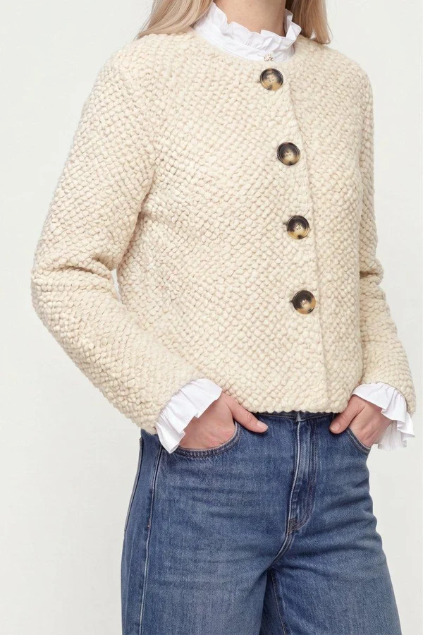Bouclé-Cardigan mit Noppenstrick