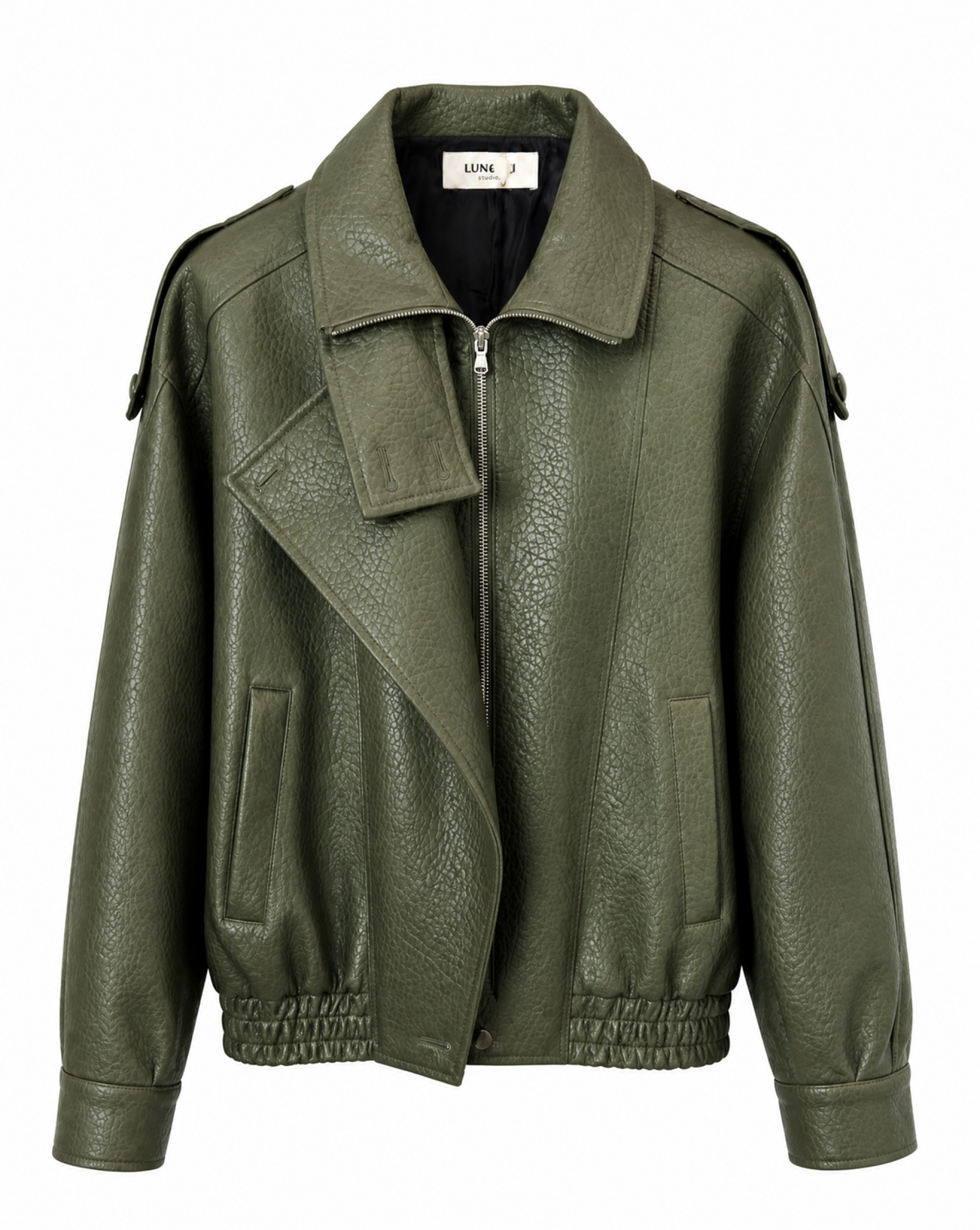 Kunstlederjacke mit Reverskragen