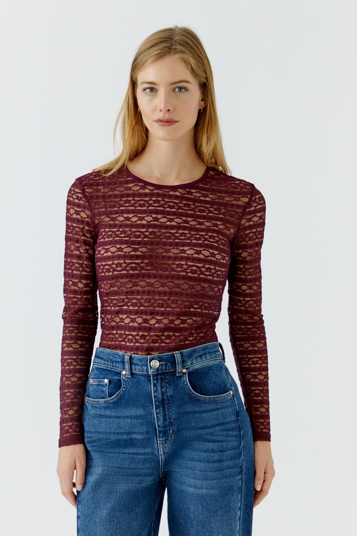 Langarmshirt mit Spitze