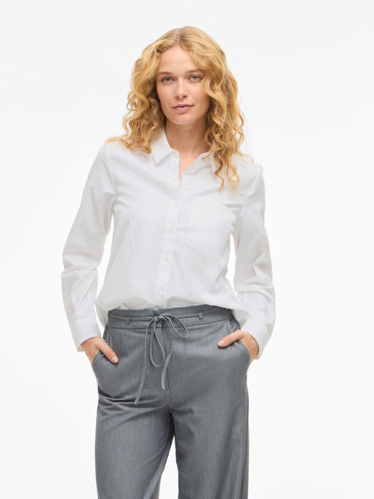 VILA Blusen Bright White