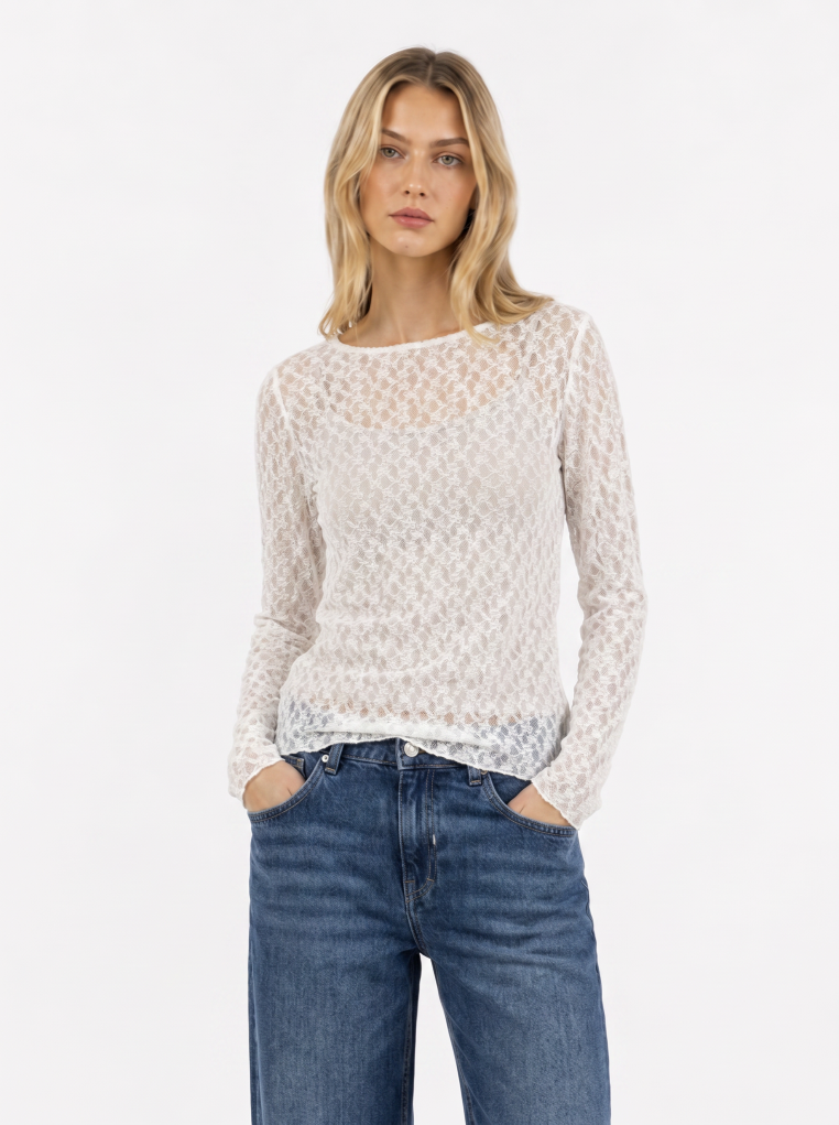Longsleeve mit Reliefspitze