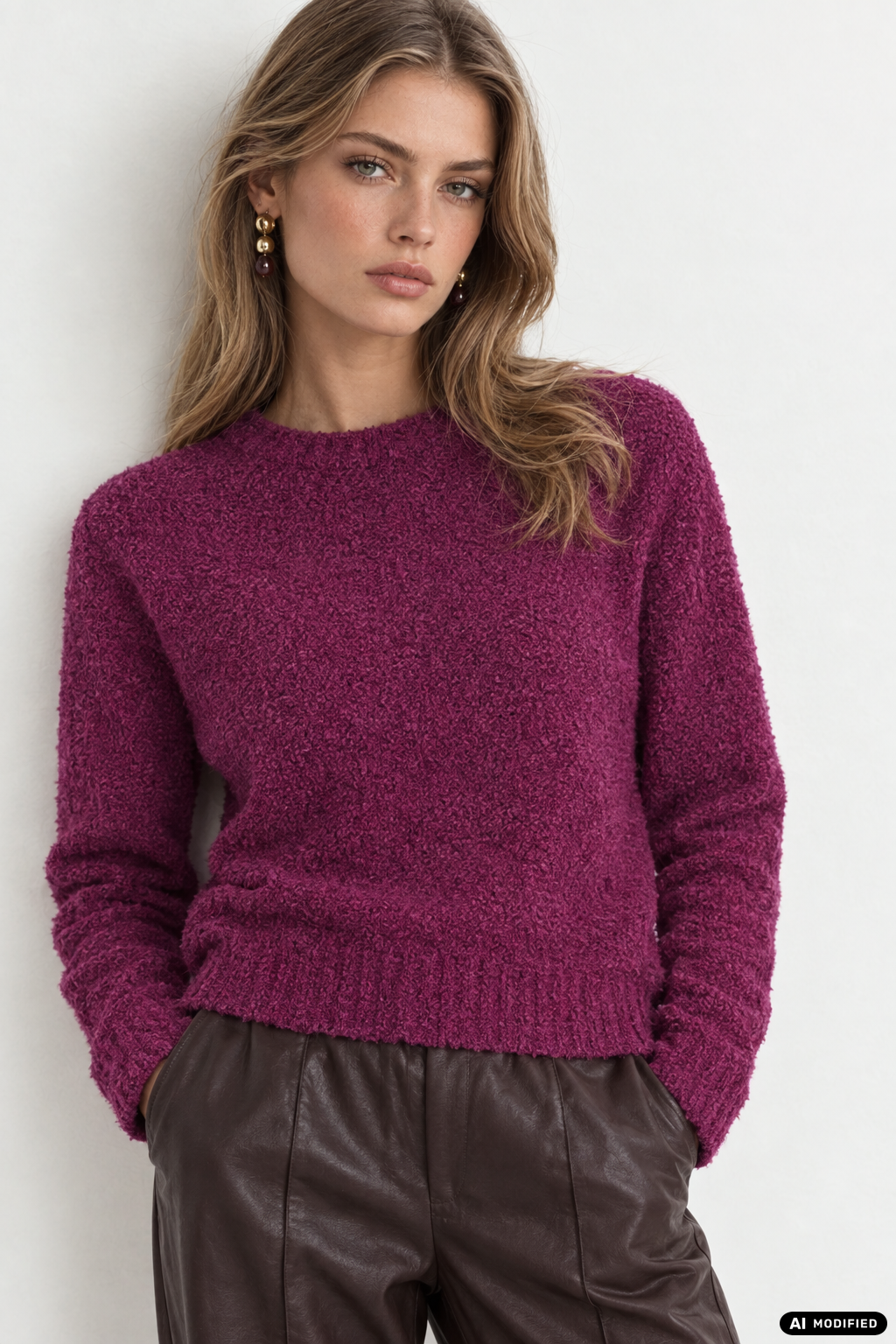 Bouclé-Pullover mit Wollanteil