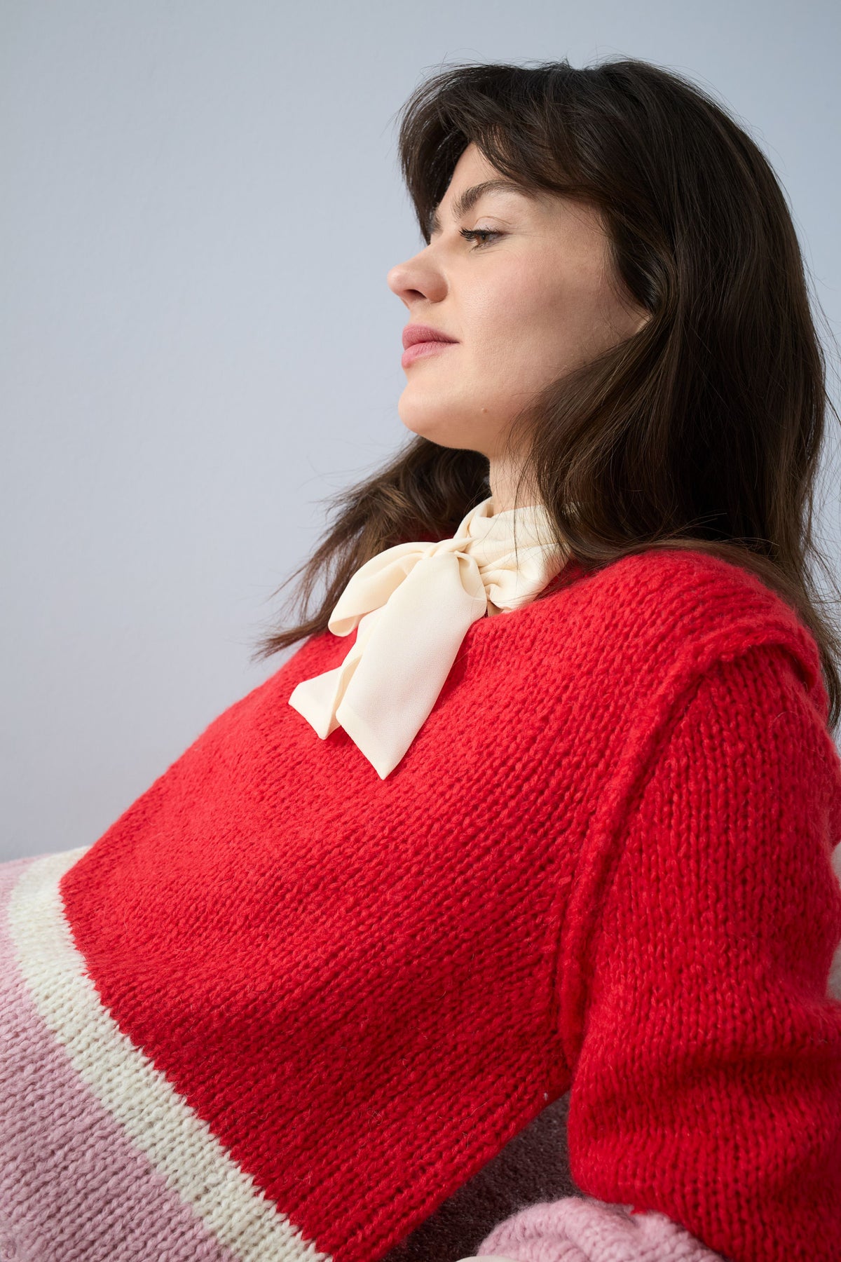 Oui Strickpullover Red Rose