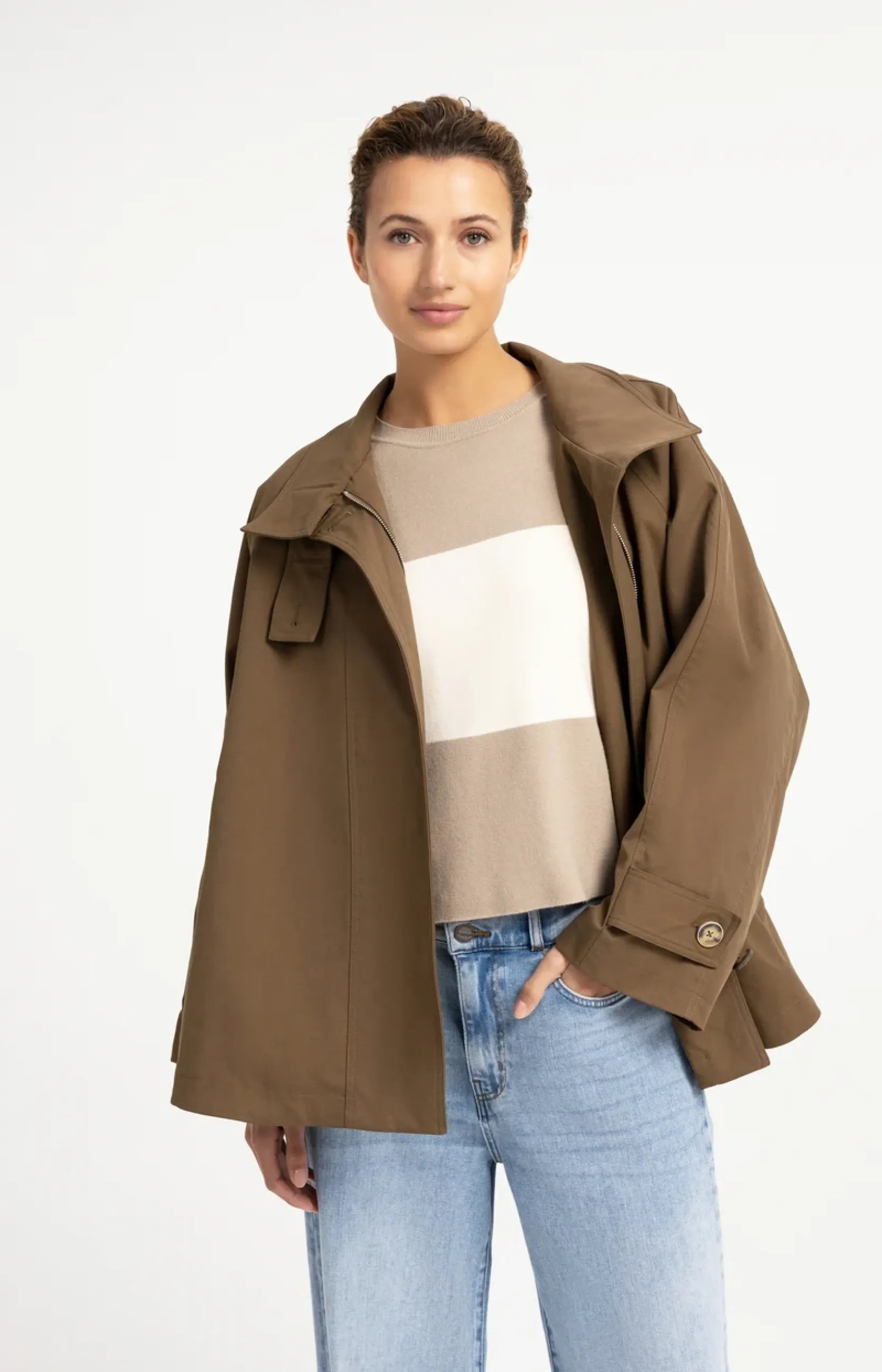 A-Linien-Trenchjacke mit Stehkragen