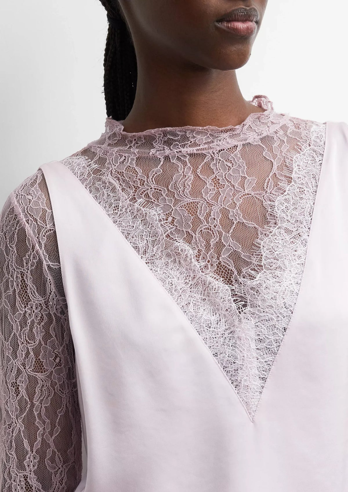 Satin Top mit Spitze