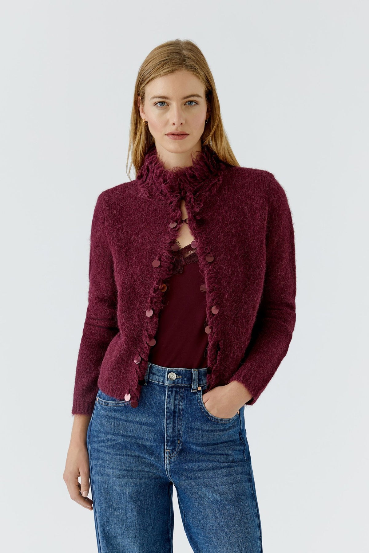Strickjacke mit Fransen