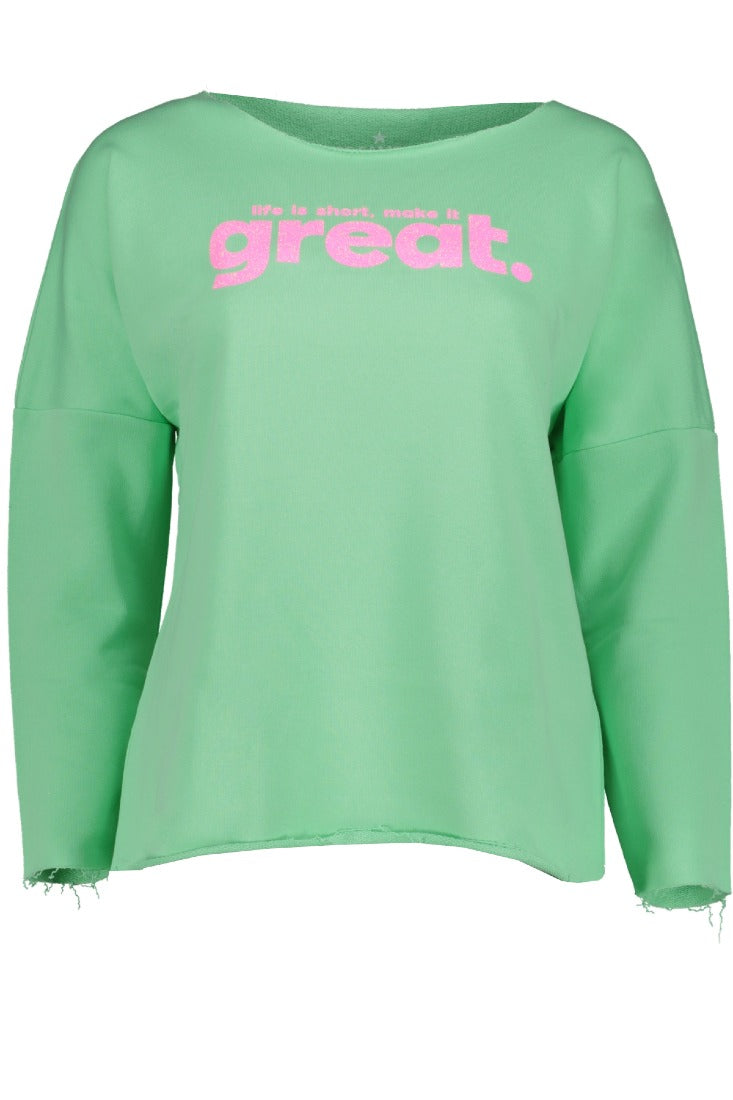 be famous Sweatshirts Neo Mint - Neon Pink Glitter