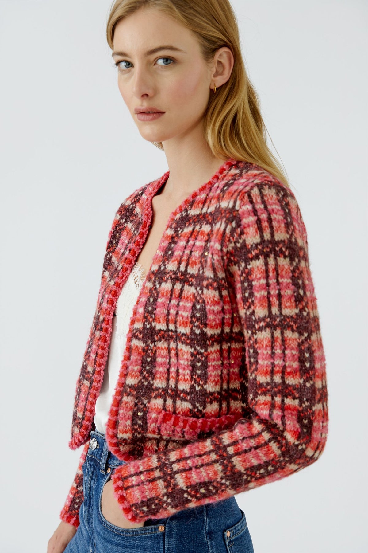 Strickjacke mit Glanzgarn