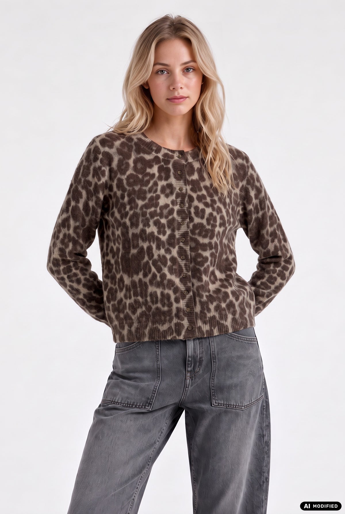 Strickjacke mit Animal-Print