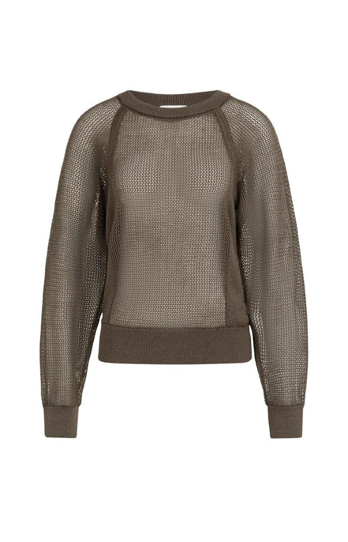 Strickpullover in Netzoptik mit Raglanärmeln